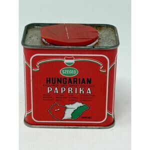 Vintage Pride of Szeged Hungarian Paprika Tin 5oz 3/4 Full Advertising Kitchen